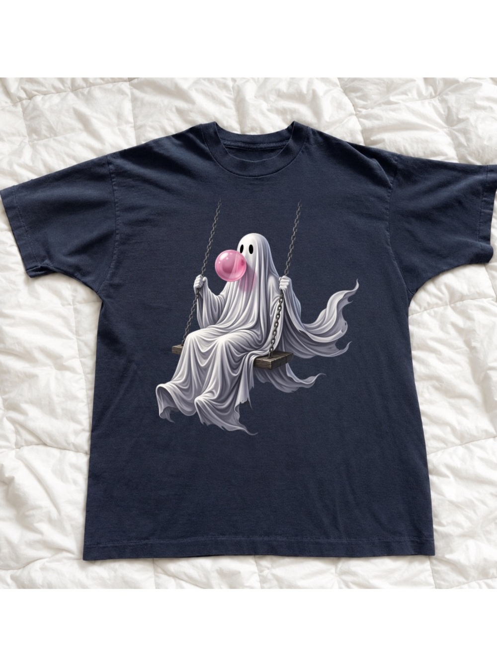 Gildan black Ghost Swing Graphic and Pink Bubble, Casual Wear For Unisex